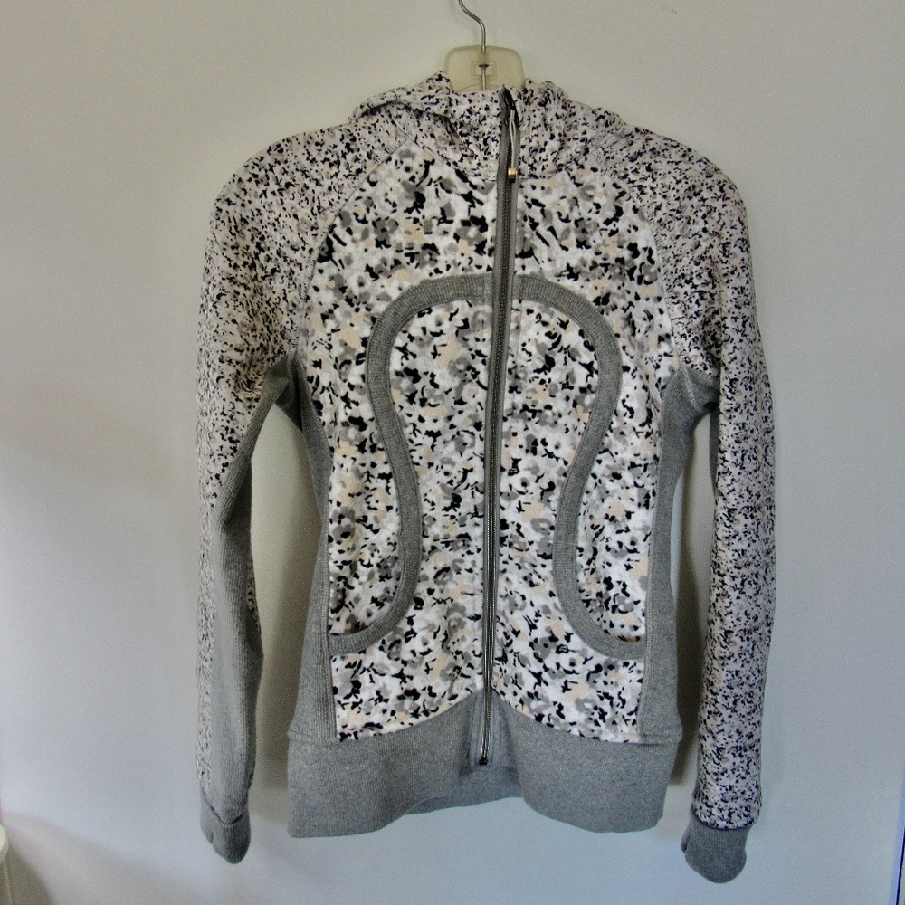 lululemon athletica Gray and White Patterned Full-Zip Hoodie